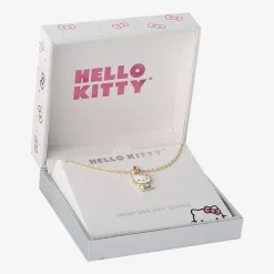 Hello Kitty Womens Pink Crystal 18K Gold Over Brass 18 Inch Pendant Necklace