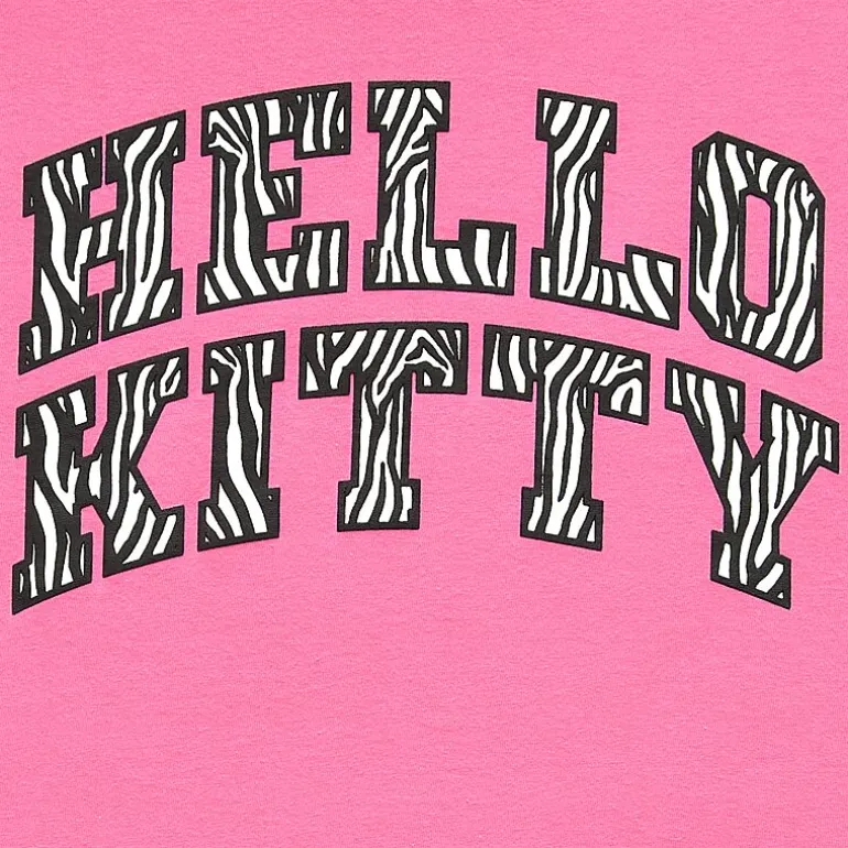 Hello Kitty Zebra Boyfriend Tee Womens Juniors Crew Neck Short Sleeve Loose Fit Hello Kitty Graphic T-Shirt