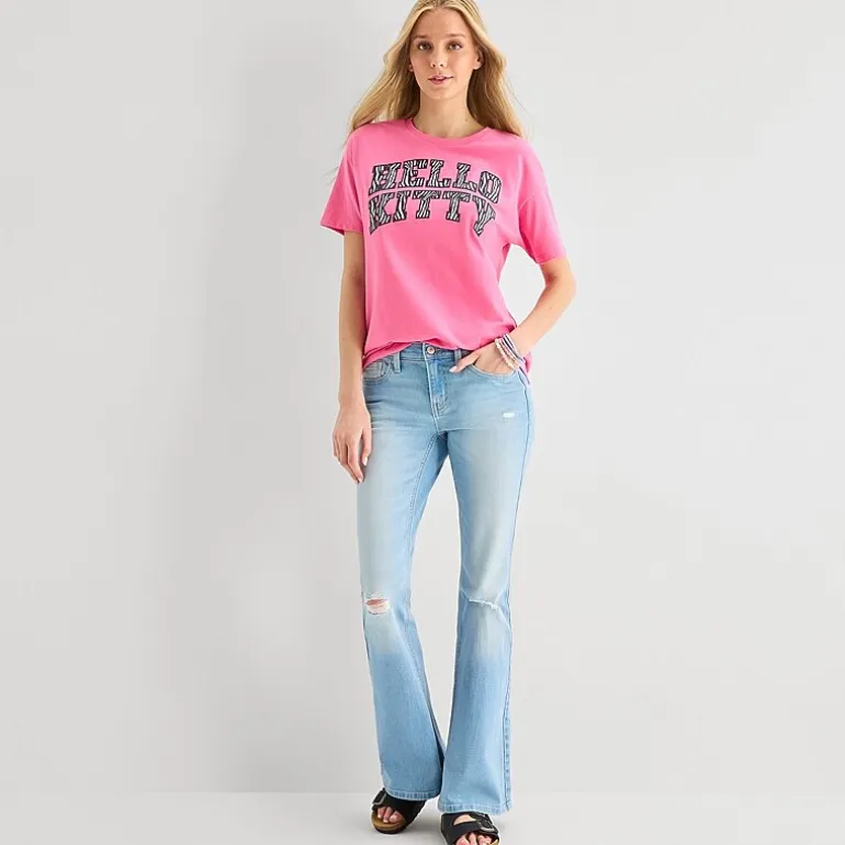 Hello Kitty Zebra Boyfriend Tee Womens Juniors Crew Neck Short Sleeve Loose Fit Hello Kitty Graphic T-Shirt