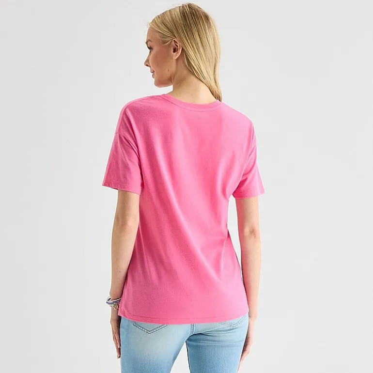 Hello Kitty Zebra Boyfriend Tee Womens Juniors Crew Neck Short Sleeve Loose Fit Hello Kitty Graphic T-Shirt