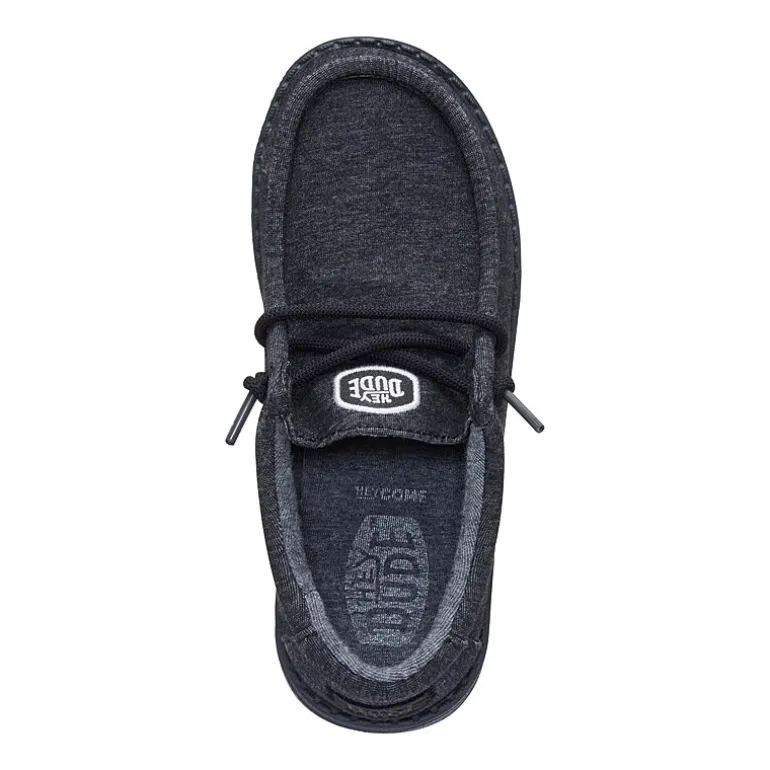 HEYDUDE Wally Stretch Jersey Youth Boys Round Closed Toe Slip-On Shoe