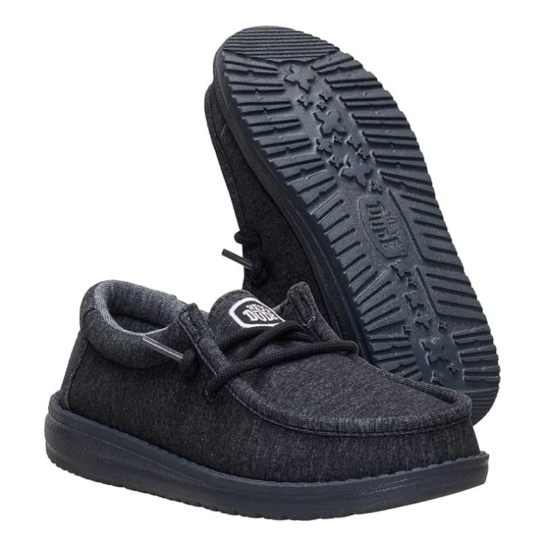 HEYDUDE Wally Stretch Jersey Youth Boys Round Closed Toe Slip-On Shoe