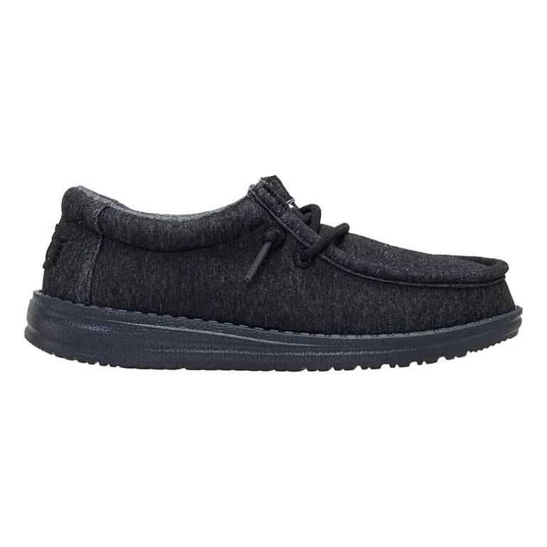 HEYDUDE Wally Stretch Jersey Youth Boys Round Closed Toe Slip-On Shoe