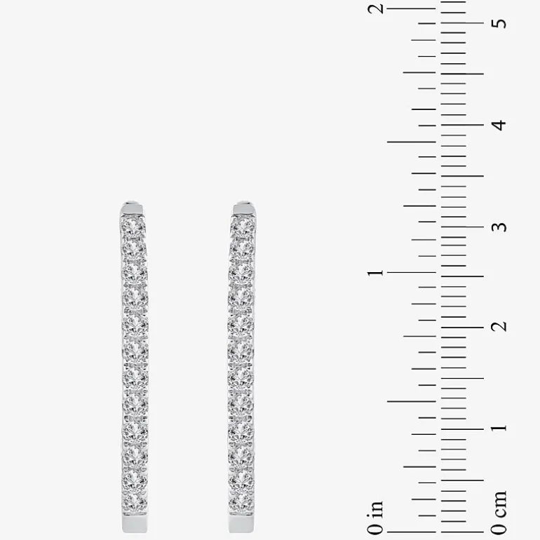 (H-I / I1) 1 CT. T.W. Lab Grown Diamond 10K or 14K White or Yellow Gold 25mm Hoop Earrings