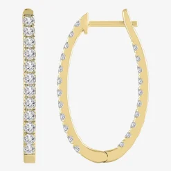 (H-I / I1) 1 CT. T.W. Lab Grown Diamond 10K or 14K White or Yellow Gold 25mm Hoop Earrings