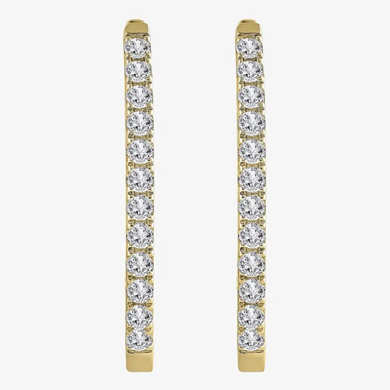 (H-I / I1) 1 CT. T.W. Lab Grown Diamond 10K or 14K White or Yellow Gold 25mm Hoop Earrings