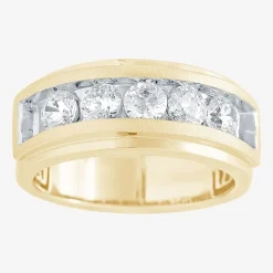 (H-I / I1) Mens 1 1/2 CT. T.W. Lab Grown White Diamond 10K Gold Wedding Band