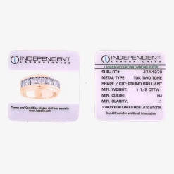 (H-I / I1) Mens 1 1/2 CT. T.W. Lab Grown White Diamond 10K Gold Wedding Band