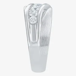 (H-I / I1) Mens 5MM 1 CT. T.W. Lab Grown White Diamond 10K Gold Wedding Band