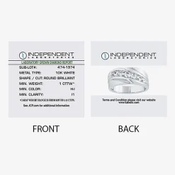 (H-I / I1) Mens 5MM 1 CT. T.W. Lab Grown White Diamond 10K Gold Wedding Band