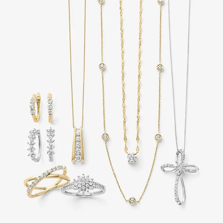 (H-I / I1) Womens 1/3 CT. T.W. Lab Grown White Diamond 10K Gold Cross 18 Inch Pendant Necklace