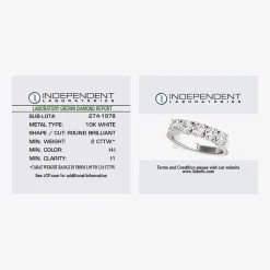(H-I / I1) Womens 2 CT. T.W. Lab Grown White Diamond 10K Gold 5-Stone Anniversary Band