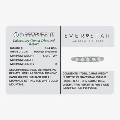(H-I / I1) Womens 1/2 CT. T.W. Lab Grown White Diamond 10K Gold 5-Stone Anniversary Band