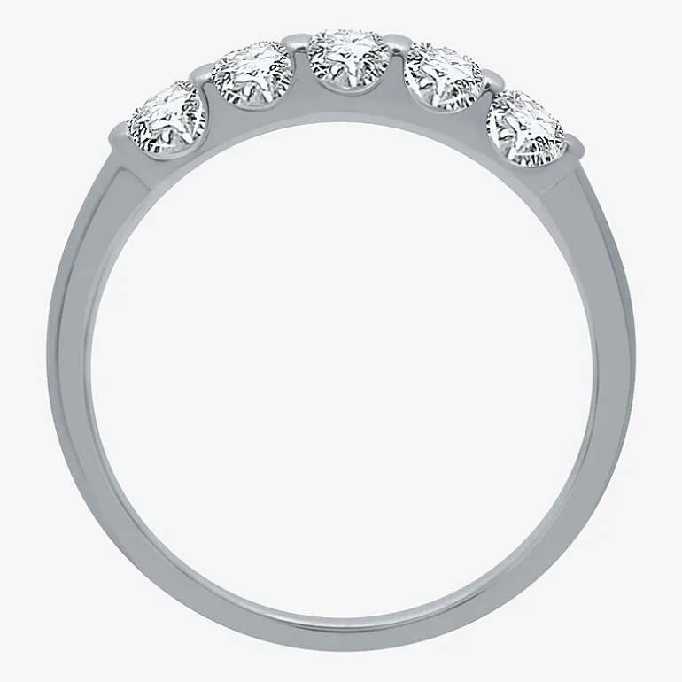 (H-I / I1) Womens 1/2 CT. T.W. Lab Grown White Diamond 10K Gold 5-Stone Anniversary Band