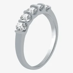 (H-I / I1) Womens 1/2 CT. T.W. Lab Grown White Diamond 10K Gold 5-Stone Anniversary Band