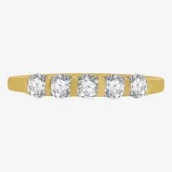(H-I / I1) Womens 1/2 CT. T.W. Lab Grown White Diamond 10K Gold 5-Stone Anniversary Band