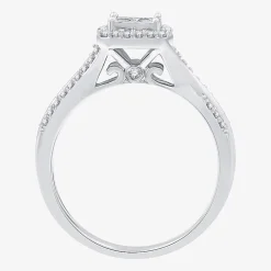 H -I/ I1 Womens 1/2 CT. T.W. Lab Grown White Diamond Sterling Silver Side Stone Halo Bridal Set