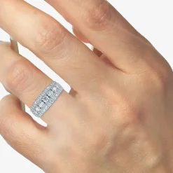 (H-I / I1) Womens 2 CT. T.W. Lab Grown White Diamond 10K Gold Anniversary Band
