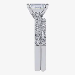 (H-I / Si2-I1) Womens 1 1/2 CT. T.W. Lab Grown White Diamond 10K Gold Rectangular Side Stone Bridal Set