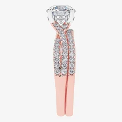 (H-I / Si2-I1) Womens 1 1/2 CT. T.W. Lab Grown White Diamond 10K Gold Round Side Stone Bridal Set
