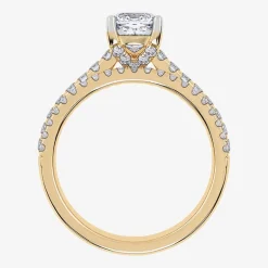 (H-I / Si2-I1) Womens 1 1/2 CT. T.W. Lab Grown White Diamond 10K Gold Cushion Side Stone Bridal Set