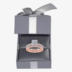 (H-I / Si2-I1) Womens 1 1/2 CT. T.W. Lab Grown White Diamond 10K Gold Cushion Side Stone Bridal Set