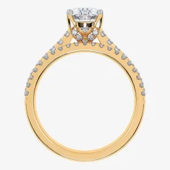 (H-I / Si2-I1) Womens 1 1/2 CT. T.W. Lab Grown White Diamond 10K or 14K Gold Oval Side Stone Bridal Set