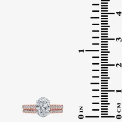 (H-I / Si2-I1) Womens 1 1/2 CT. T.W. Lab Grown White Diamond 10K or 14K Gold Oval Side Stone Bridal Set