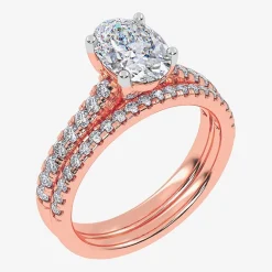 (H-I / Si2-I1) Womens 1 1/2 CT. T.W. Lab Grown White Diamond 10K or 14K Gold Oval Side Stone Bridal Set