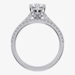 (H-I / Si2-I1) Womens 1 1/2 CT. T.W. Lab Grown White Diamond 10K or 14K Gold Oval Side Stone Bridal Set