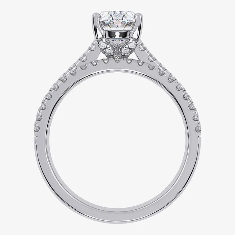 (H-I / Si2-I1) Womens 1 1/2 CT. T.W. Lab Grown White Diamond 10K or 14K Gold Oval Side Stone Bridal Set