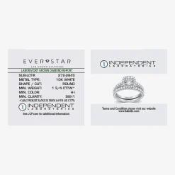 (H-I / Si2-I1) Womens 1 3/4 CT. T.W. Lab Grown White Diamond 10K Gold Cushion Side Stone Halo Bridal Set
