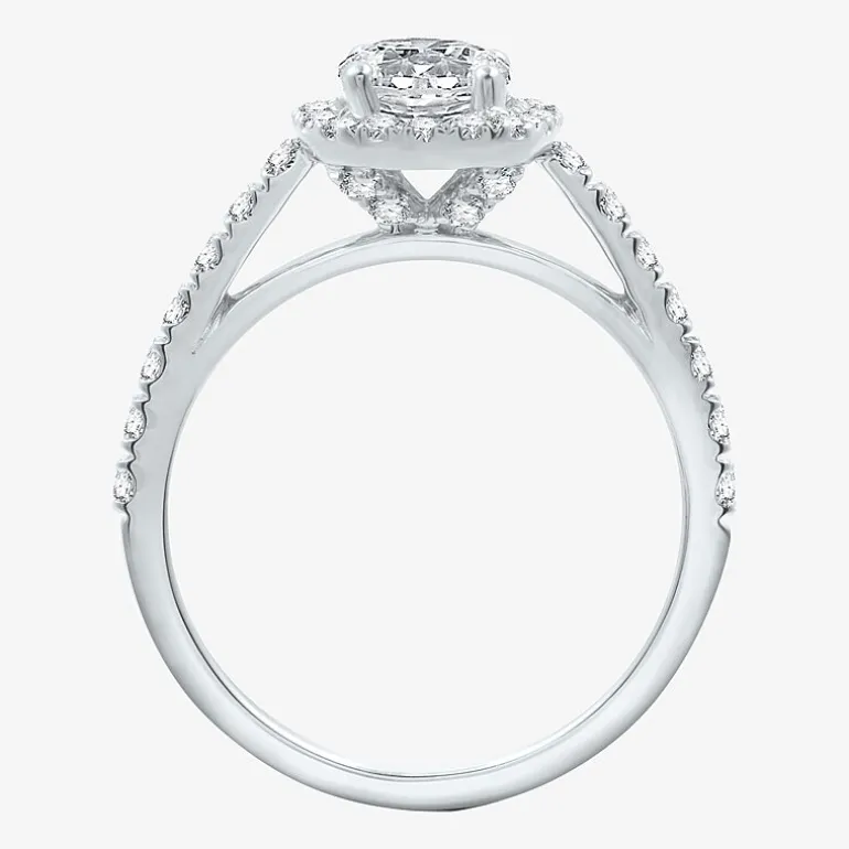 (H-I / Si2-I1) Womens 1 3/4 CT. T.W. Lab Grown White Diamond 10K Gold Cushion Side Stone Halo Bridal Set