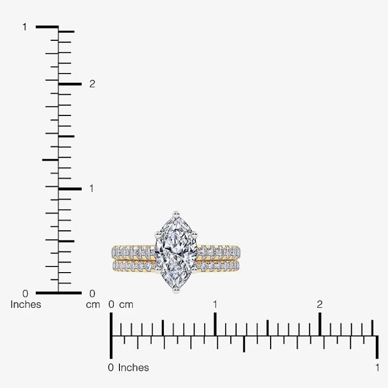 (H-I / Si2-I1) Womens 1 1/2 CT. T.W. Lab Grown White Diamond 10K Gold Marquise Side Stone Bridal Set