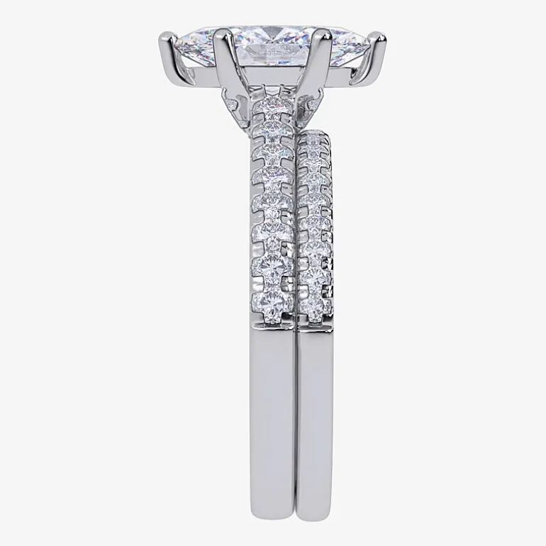 (H-I / Si2-I1) Womens 1 1/2 CT. T.W. Lab Grown White Diamond 10K Gold Marquise Side Stone Bridal Set