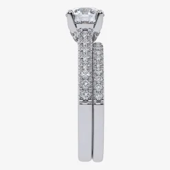 (H-I / Si2-I1) Womens 1 1/2 CT. T.W. Lab Grown White Diamond 10K or 14K Gold Round Side Stone Bridal Set
