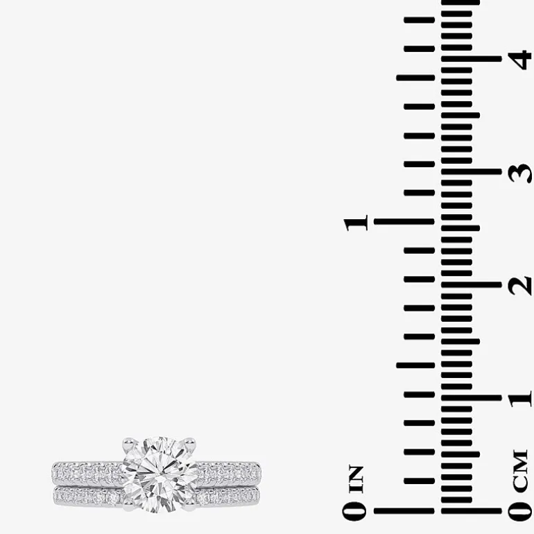 (H-I / Si2-I1) Womens 1 1/2 CT. T.W. Lab Grown White Diamond 10K or 14K Gold Round Side Stone Bridal Set