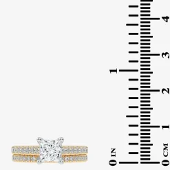 (H-I / Si2-I1) Womens 1 1/2 CT. T.W. Lab Grown White Diamond 10K or 14K Gold Side Stone Bridal Set