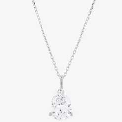 ( H-I/Si1-Si2 ) 2 CT. Lab-Grown Diamond 14K Gold Pear 18 Inch Pendant Necklace
