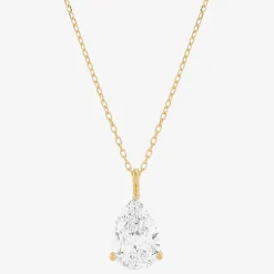( H-I/Si1-Si2 ) 2 CT. Lab-Grown Diamond 14K Gold Pear 18 Inch Pendant Necklace