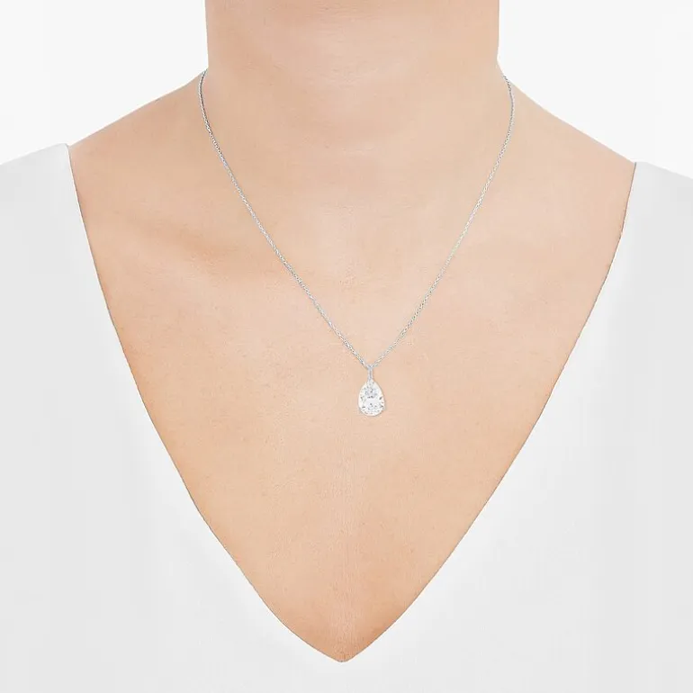 ( H-I/Si1-Si2 ) 2 CT. Lab-Grown Diamond 14K Gold Pear 18 Inch Pendant Necklace