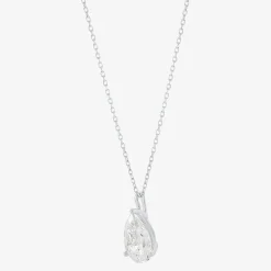 ( H-I/Si1-Si2 ) 2 CT. Lab-Grown Diamond 14K Gold Pear 18 Inch Pendant Necklace