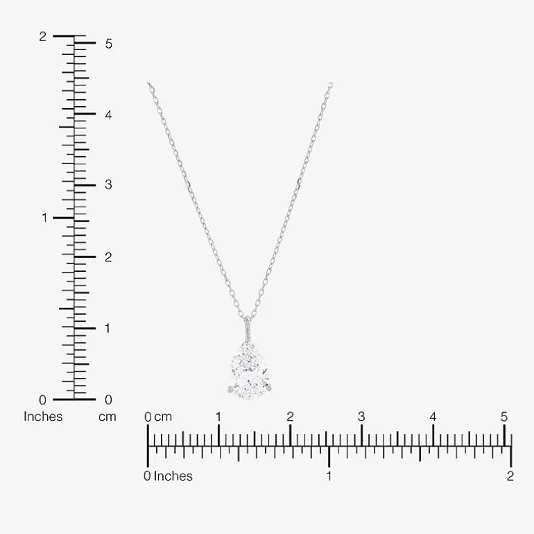 ( H-I/Si1-Si2 ) 2 CT. Lab-Grown Diamond 14K Gold Pear 18 Inch Pendant Necklace