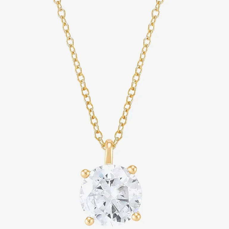 ( H-I/Si1-Si2 ) 2 CT. Lab-Grown Diamond 14K Gold Round 18 Inch Pendant Necklace