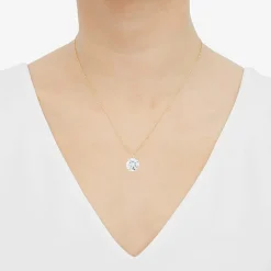 ( H-I/Si1-Si2 ) 2 CT. Lab-Grown Diamond 14K Gold Round 18 Inch Pendant Necklace