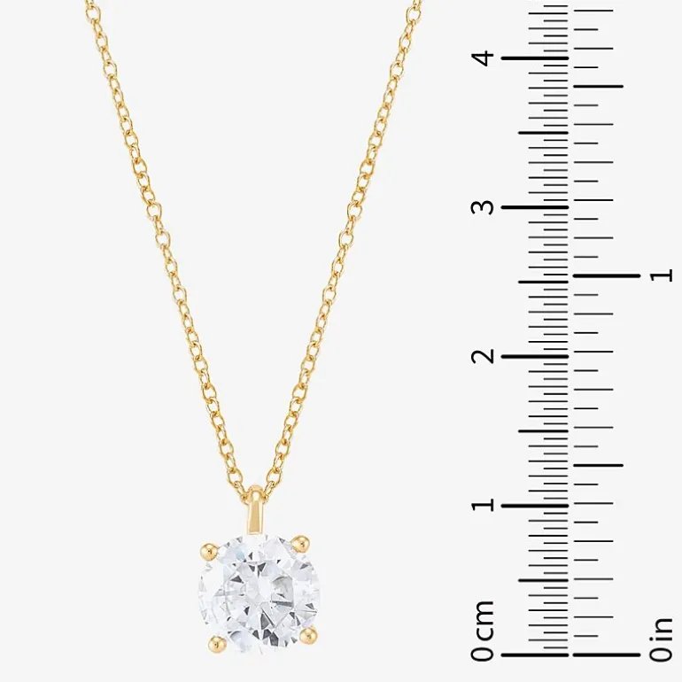 ( H-I/Si1-Si2 ) 2 CT. Lab-Grown Diamond 14K Gold Round 18 Inch Pendant Necklace