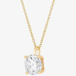 ( H-I/Si1-Si2 ) 2 CT. Lab-Grown Diamond 14K Gold Round 18 Inch Pendant Necklace