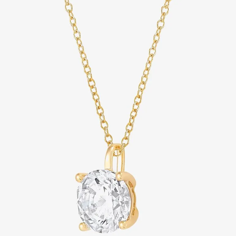 ( H-I/Si1-Si2 ) 2 CT. Lab-Grown Diamond 14K Gold Round 18 Inch Pendant Necklace