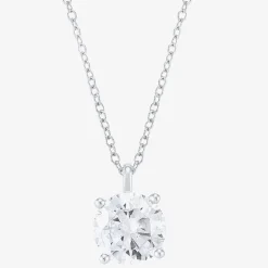 ( H-I/Si1-Si2 ) 2 CT. Lab-Grown Diamond 14K Gold Round 18 Inch Pendant Necklace