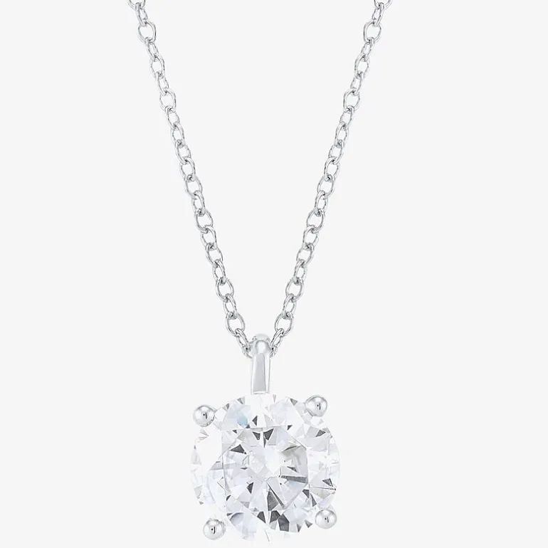 ( H-I/Si1-Si2 ) 2 CT. Lab-Grown Diamond 14K Gold Round 18 Inch Pendant Necklace